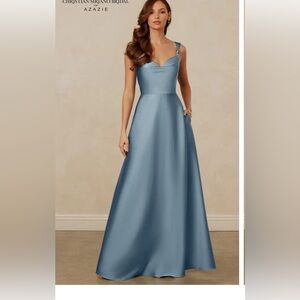 Azazie Satin Dusty Blue Dress